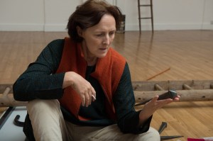 Fiona Shaw rehearses for her role as the Virgin Mary in The Testament of Mary. Irish novelist Colm Toibin's one-woman play opens April 22 at Broadway's Walter Kerr Theater.