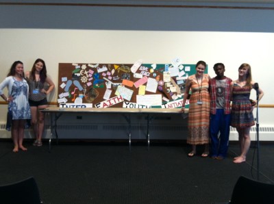 The art interest group next to the mural.