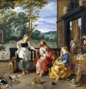 Jan Brueghel the Younger (1601-1678) and Peter Paul Rubens (1577-1640)  Christ in the House of Martha and Mary , c.1628