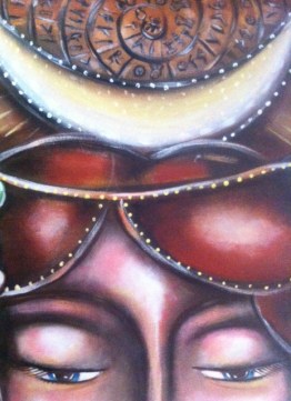 Close up moon and Phaistos Disc