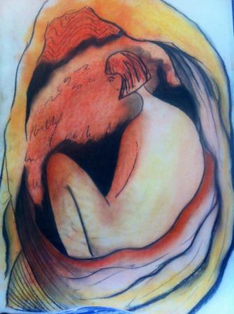 Jassy Watson 'Return to the Womb' Pastel on Paper