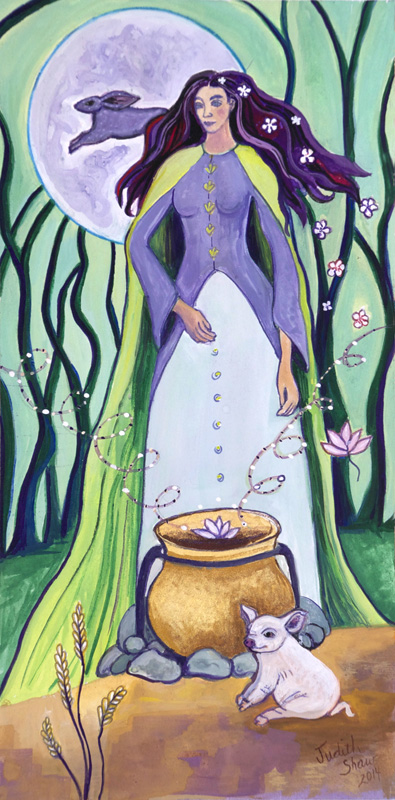 Cerridwen, Celtic Goddess, painting by Judith Shaw