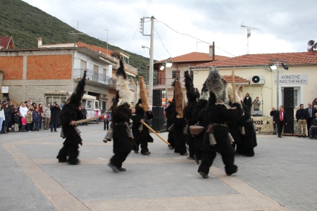 'Arapides', masked ritual dancers at Theophania (January 6) in Monastiraki (photo: Lenka Harmon)