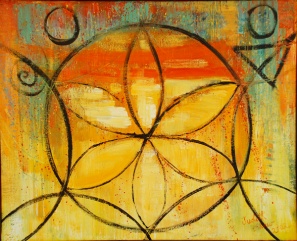 Yellow Flower Mandala, painting by Judith Shaw