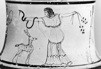 maenad dancing with snake