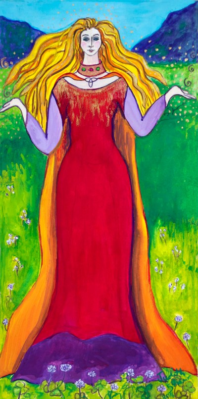 Olwen, Welsh Sun Goddes painting by Judith Shaw