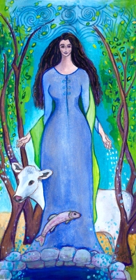 Boann, Celtic Goddess of Inspiration painting by Judith Shaw