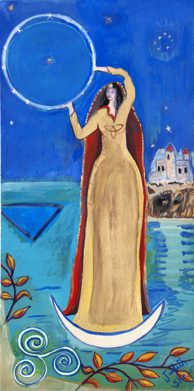 arianrhod-silver-wheel painting by Judith Shaw