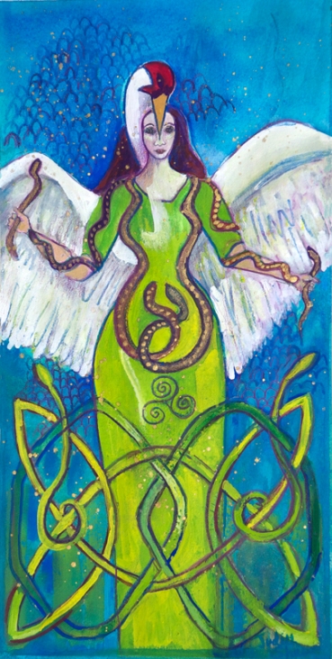 Corra, Celtic Serpent Goddess painting by Judith Shaw