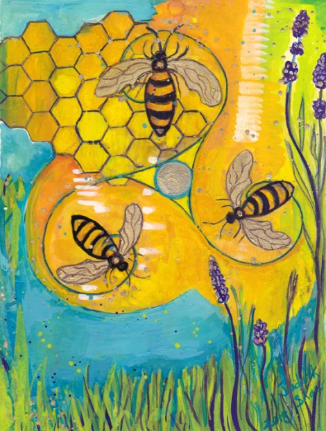 Bee-animal-guide-painting-by-judith-shaw