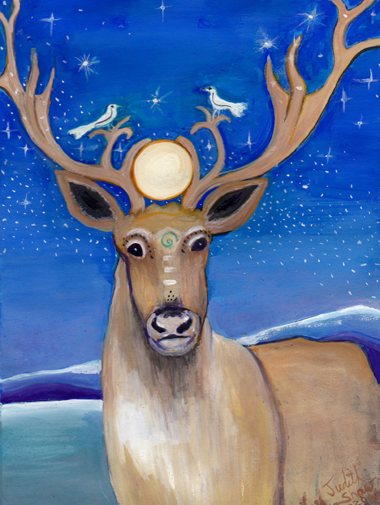 reindeer-spirit-animal-painting-by-judith-shaw