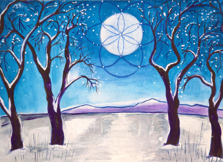A-Bright-Winter-Night-painting-by-judith-shaw