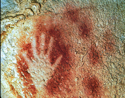 Hand print from Pech Merle Cave in Le Lot, France.